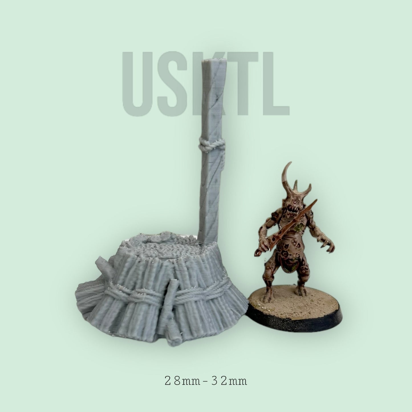 Burning stake Medieval Scatter Terrain RPG MIniature Pathfinder D&D Dungeons and Dragons