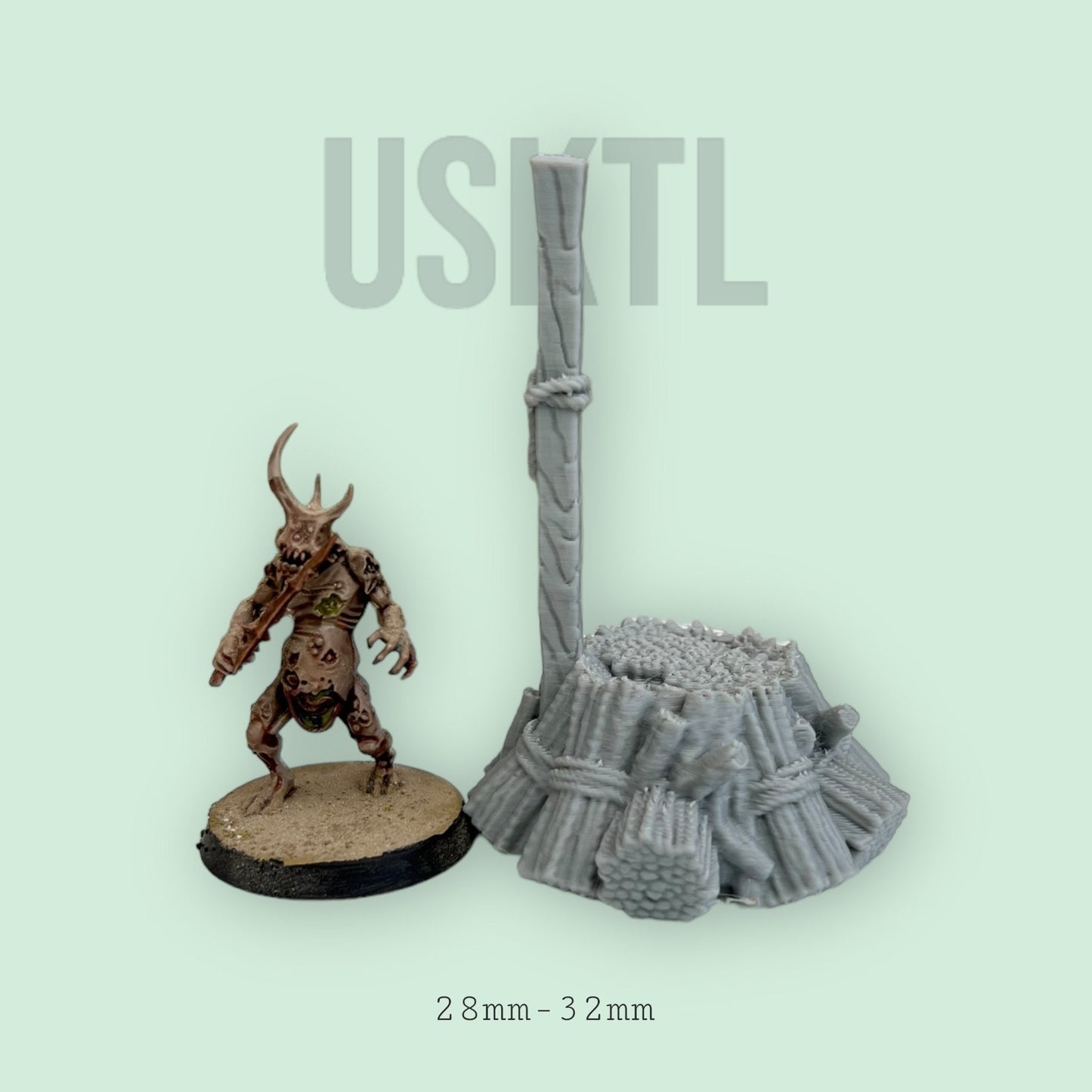 Burning stake Medieval Scatter Terrain RPG MIniature Pathfinder D&D Dungeons and Dragons