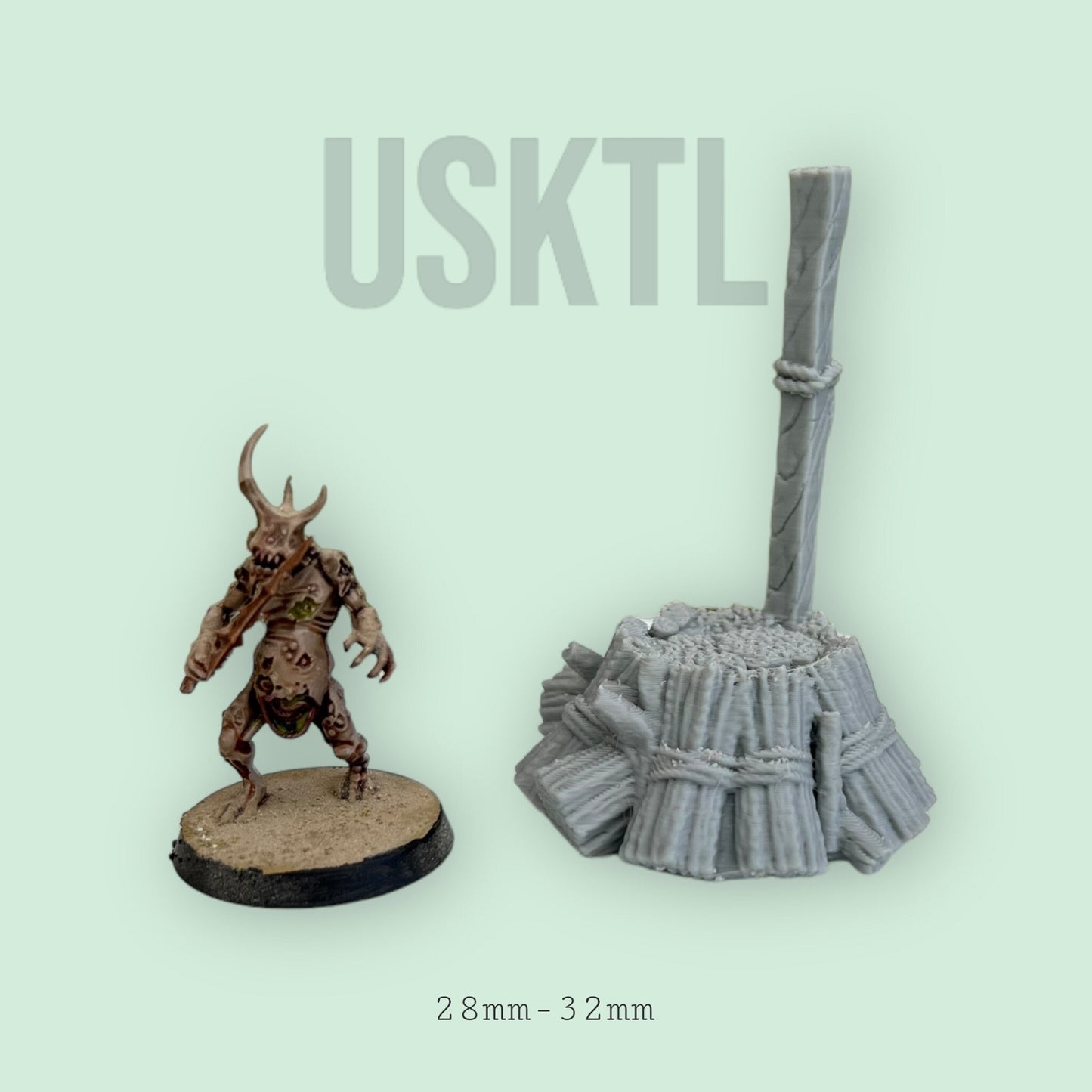 Burning stake Medieval Scatter Terrain RPG MIniature Pathfinder D&D Dungeons and Dragons