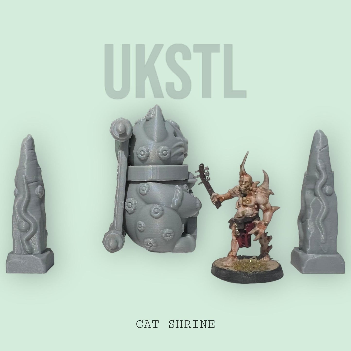 Giant cat shrine plus stones Scatter Terrain RPG MIniature Pathfinder D&D Dungeons and Dragons
