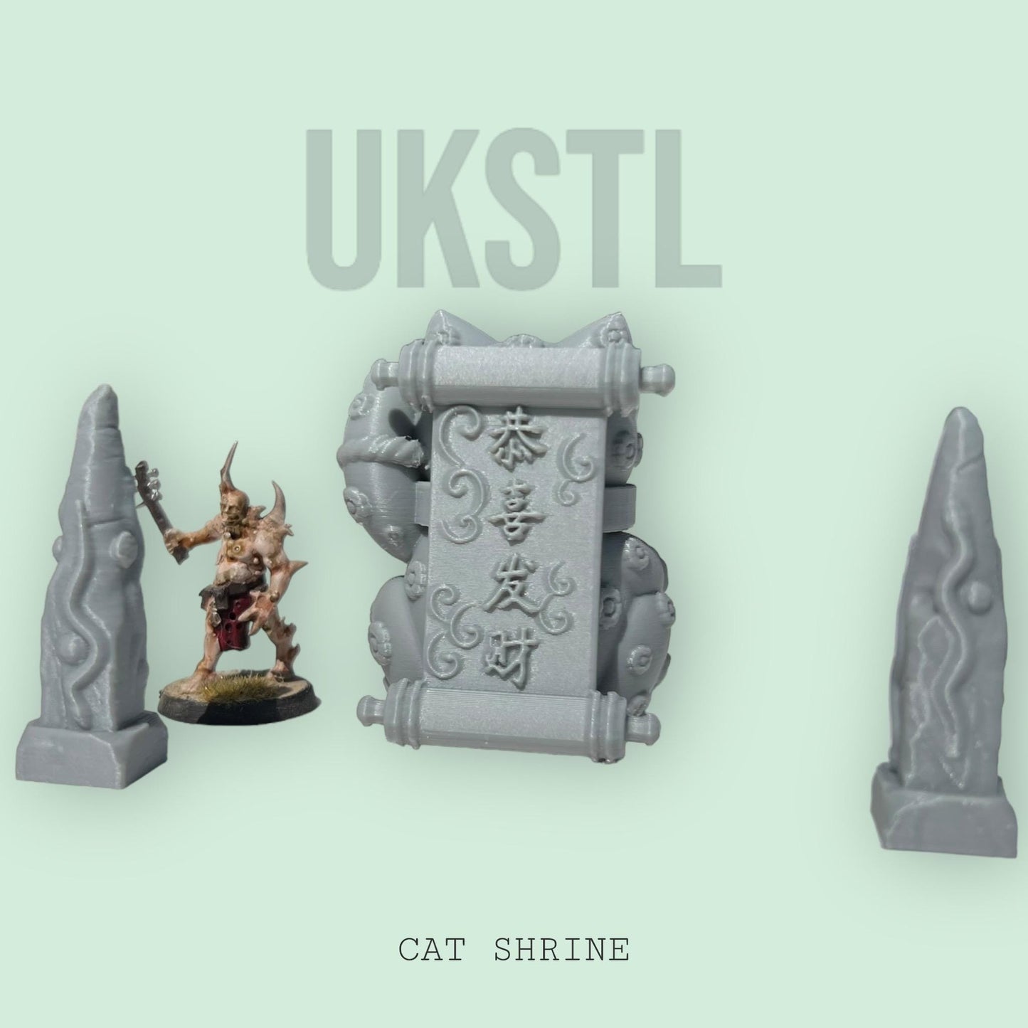 Giant cat shrine plus stones Scatter Terrain RPG MIniature Pathfinder D&D Dungeons and Dragons