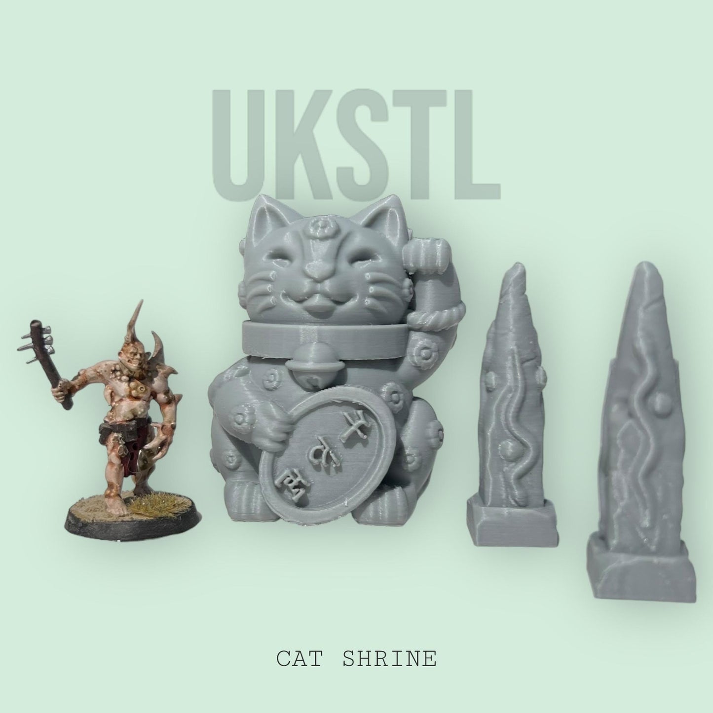 Giant cat shrine plus stones Scatter Terrain RPG MIniature Pathfinder D&D Dungeons and Dragons