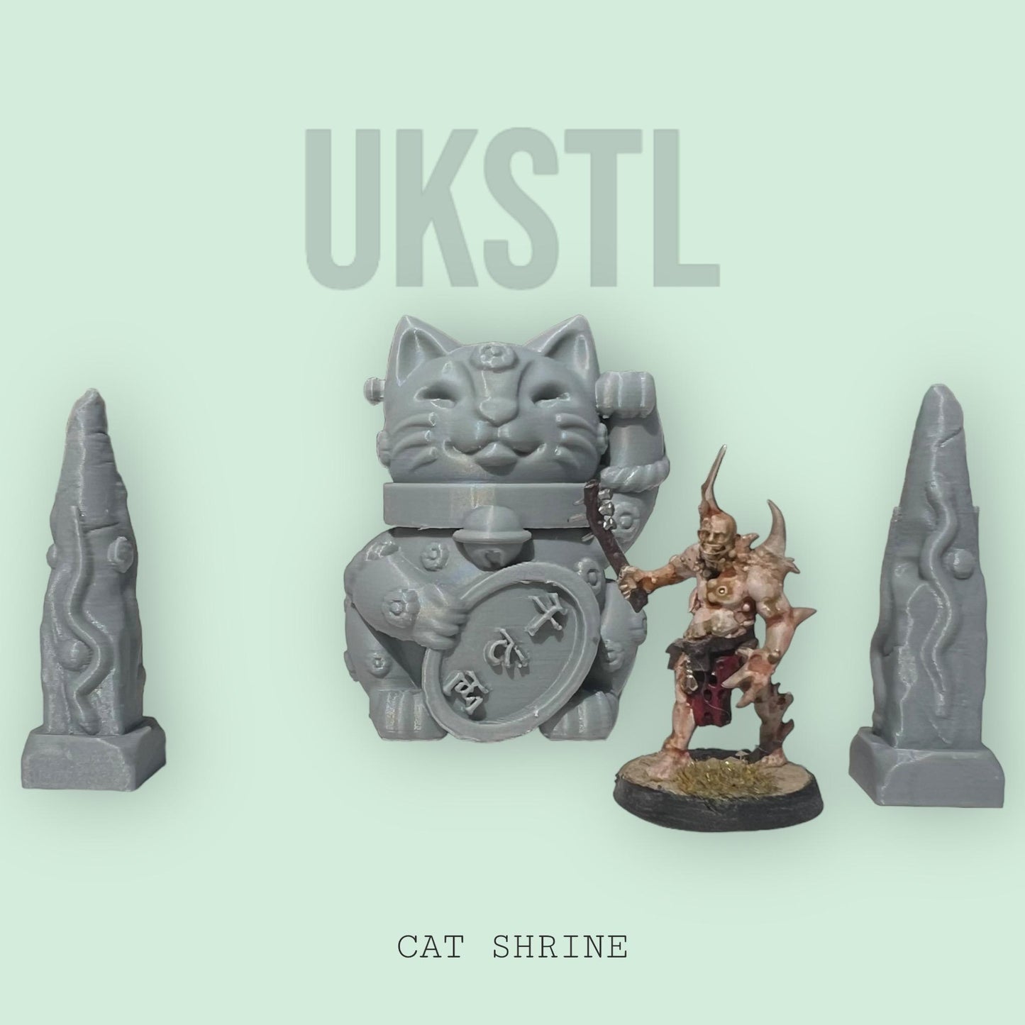 Giant cat shrine plus stones Scatter Terrain RPG MIniature Pathfinder D&D Dungeons and Dragons