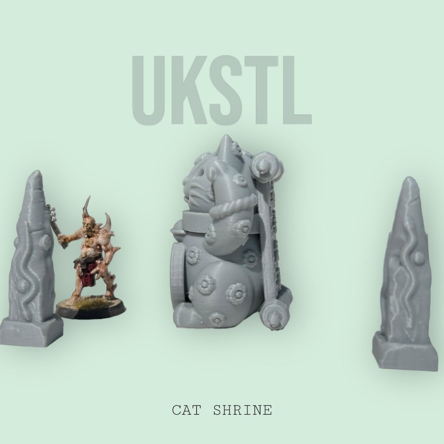 Giant cat shrine plus stones Scatter Terrain RPG MIniature Pathfinder D&D Dungeons and Dragons