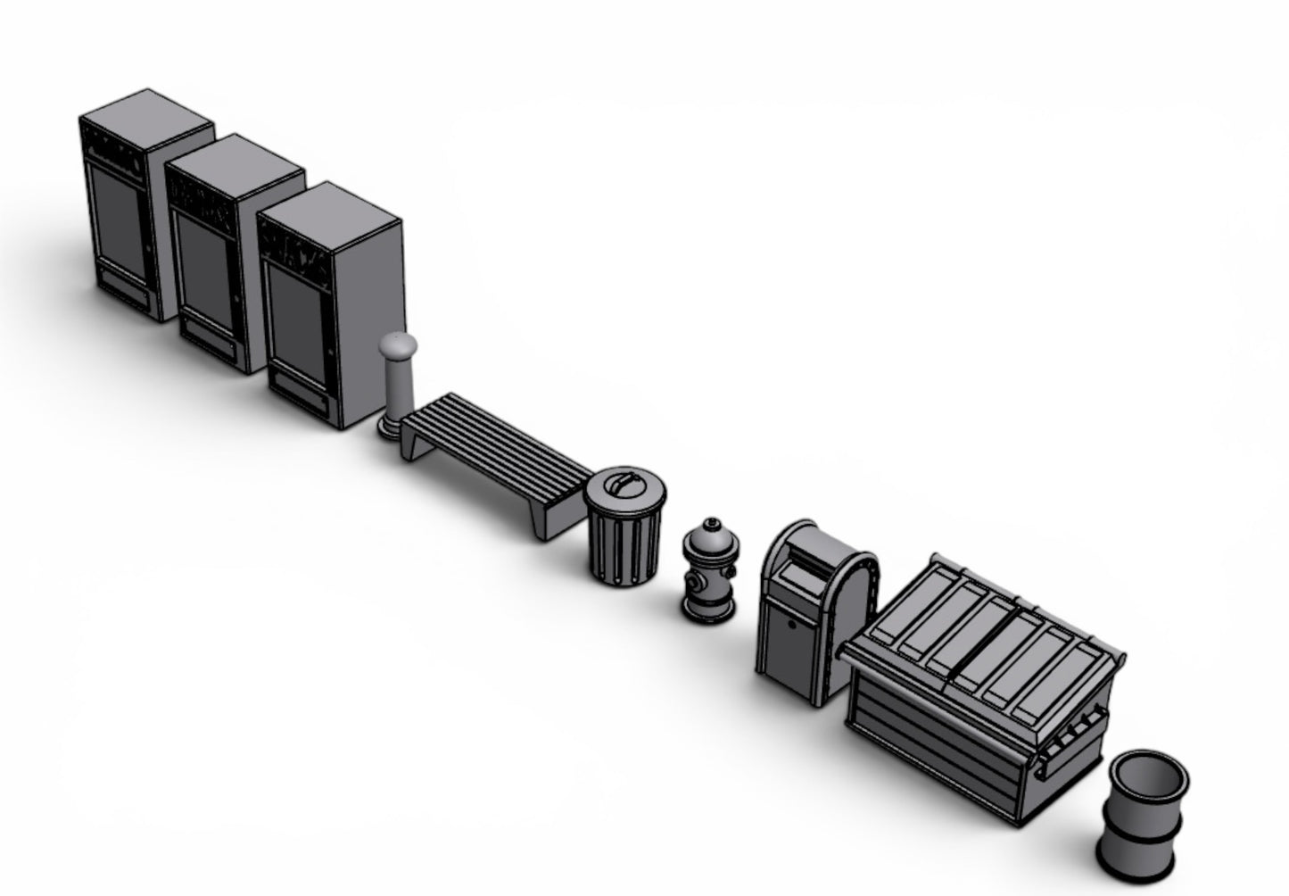 Modern City – Sidewalk Pack 01 | 28mm STL Terrain Pack