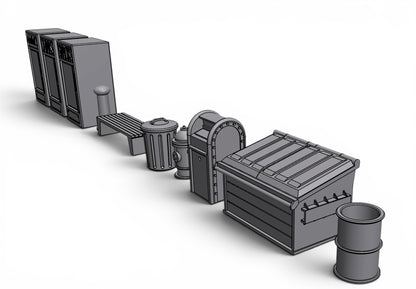 Modern City – Sidewalk Pack 01 | 28mm STL Terrain Pack
