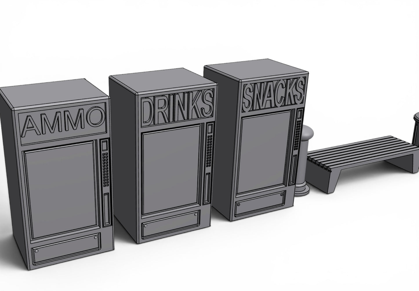 Modern City – Sidewalk Pack 01 | 28mm STL Terrain Pack