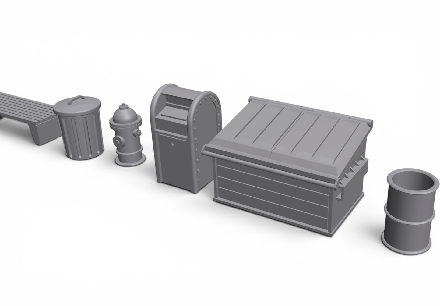 Modern City – Sidewalk Pack 01 | 28mm STL Terrain Pack