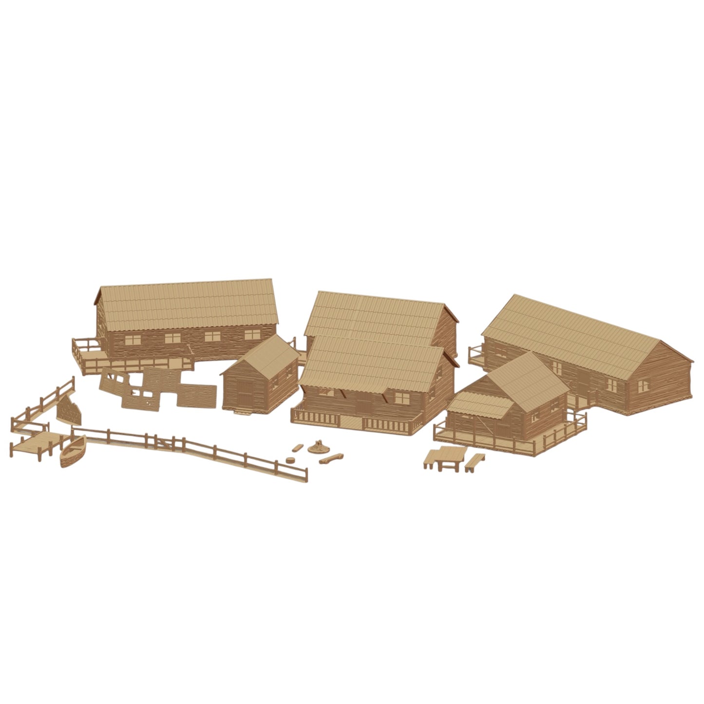Modular militia camp Terrain - 28mm Tabletop STL set