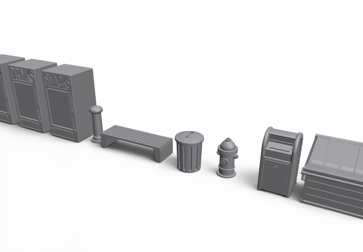 Modern City – Sidewalk Pack 01 | 28mm STL Terrain Pack