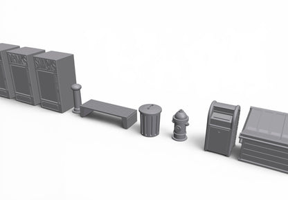 Modern City – Sidewalk Pack 01 | 28mm STL Terrain Pack