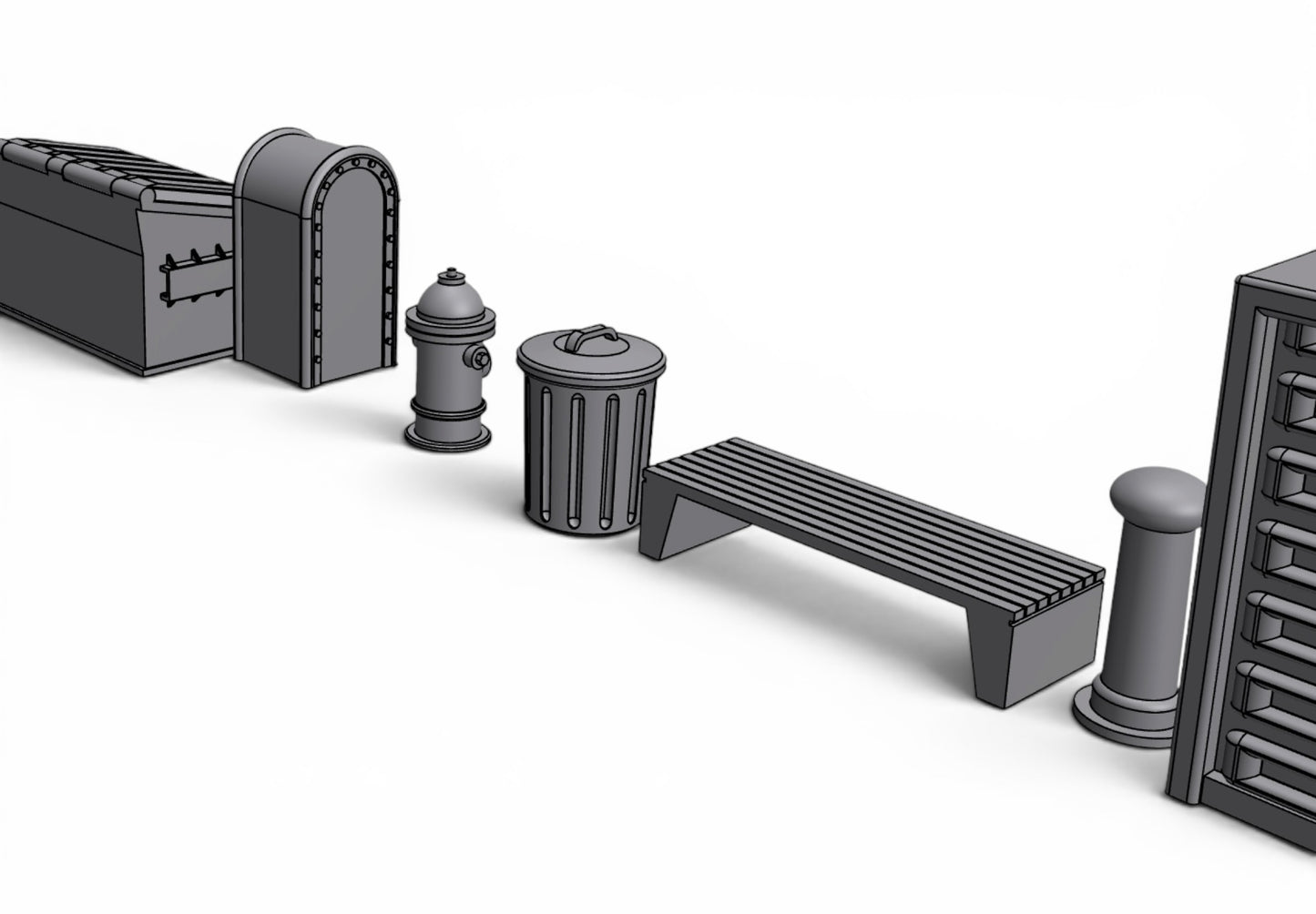 Modern City – Sidewalk Pack 01 | 28mm STL Terrain Pack