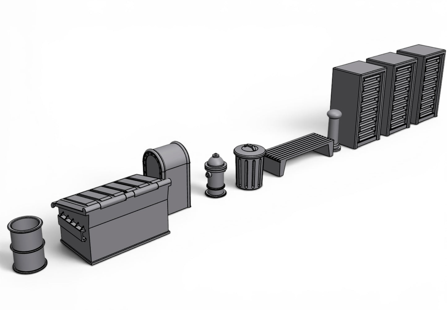 Modern City – Sidewalk Pack 01 | 28mm STL Terrain Pack