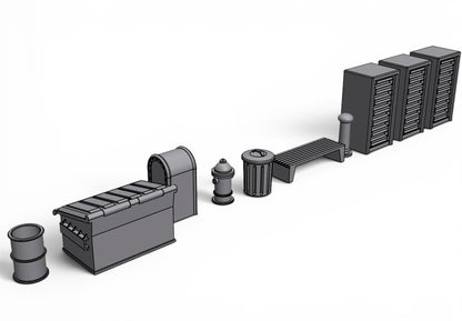 Modern City – Sidewalk Pack 01 | 28mm STL Terrain Pack