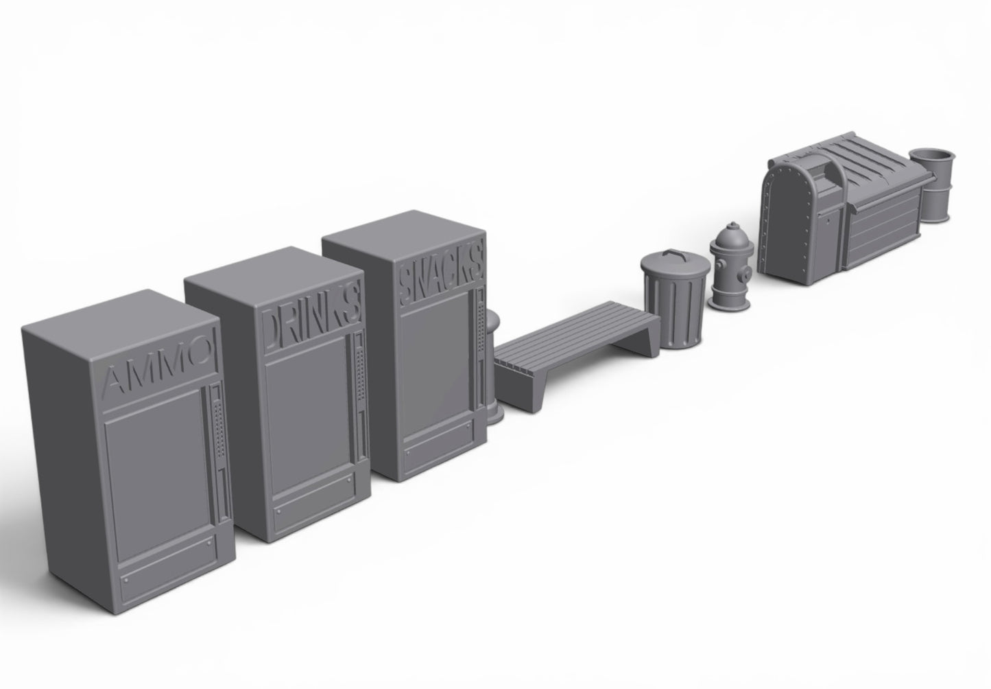Modern City – Sidewalk Pack 01 | 28mm STL Terrain Pack
