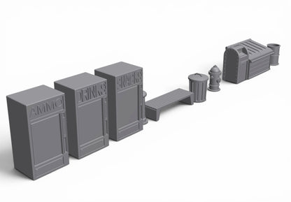 Modern City – Sidewalk Pack 01 | 28mm STL Terrain Pack