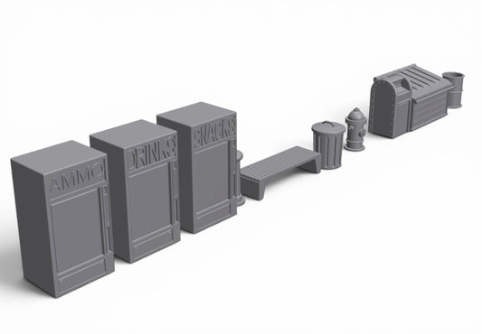 Modern City – Sidewalk Pack 01 | 28mm STL Terrain Pack