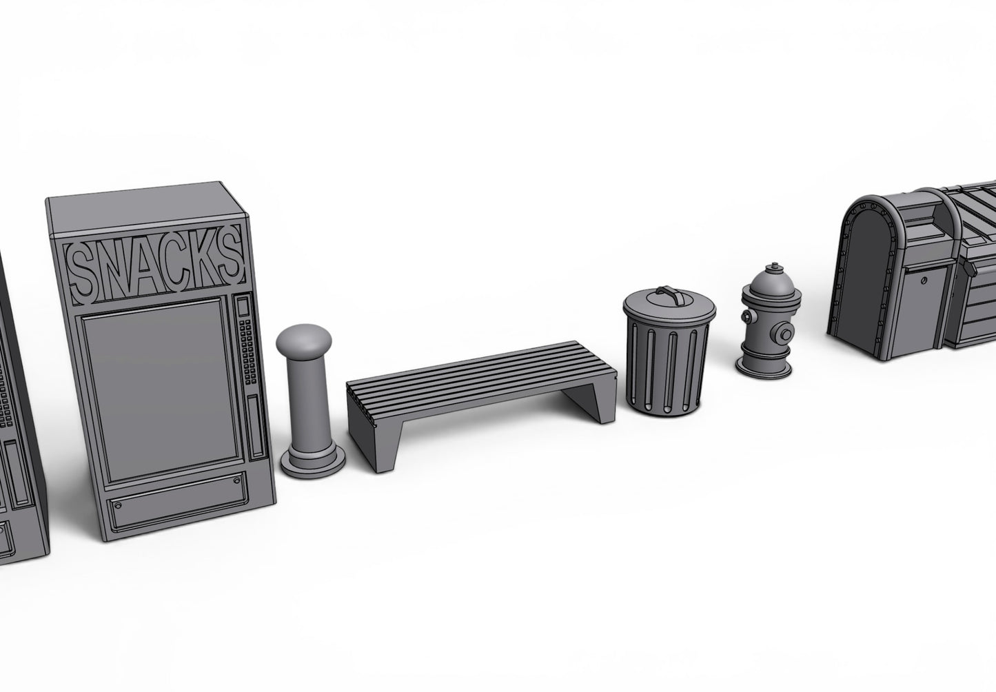 Modern City – Sidewalk Pack 01 | 28mm STL Terrain Pack