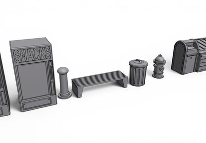 Modern City – Sidewalk Pack 01 | 28mm STL Terrain Pack