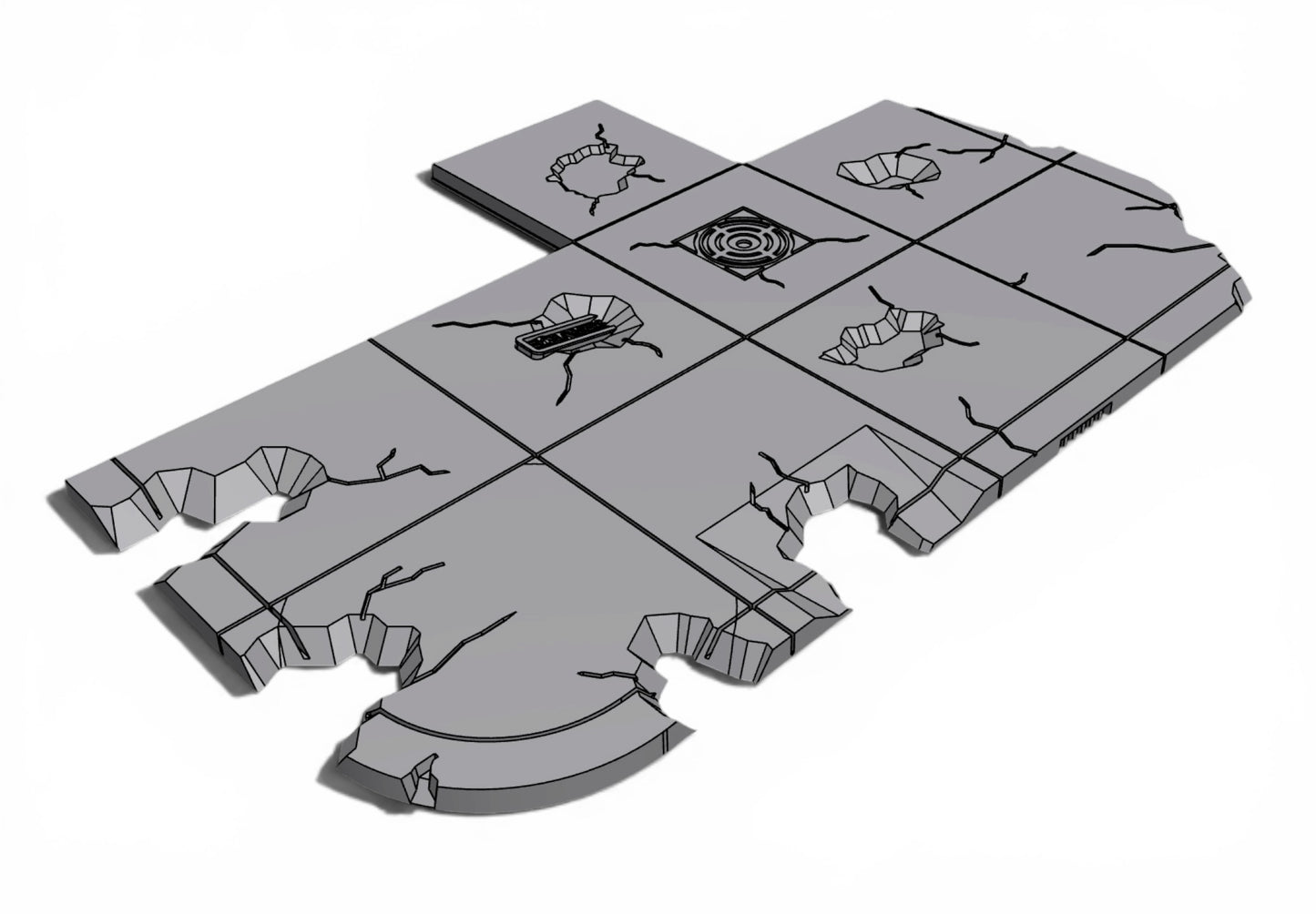 Modern City – damaged pavement Pack 03| 28mm STL Terrain Pack