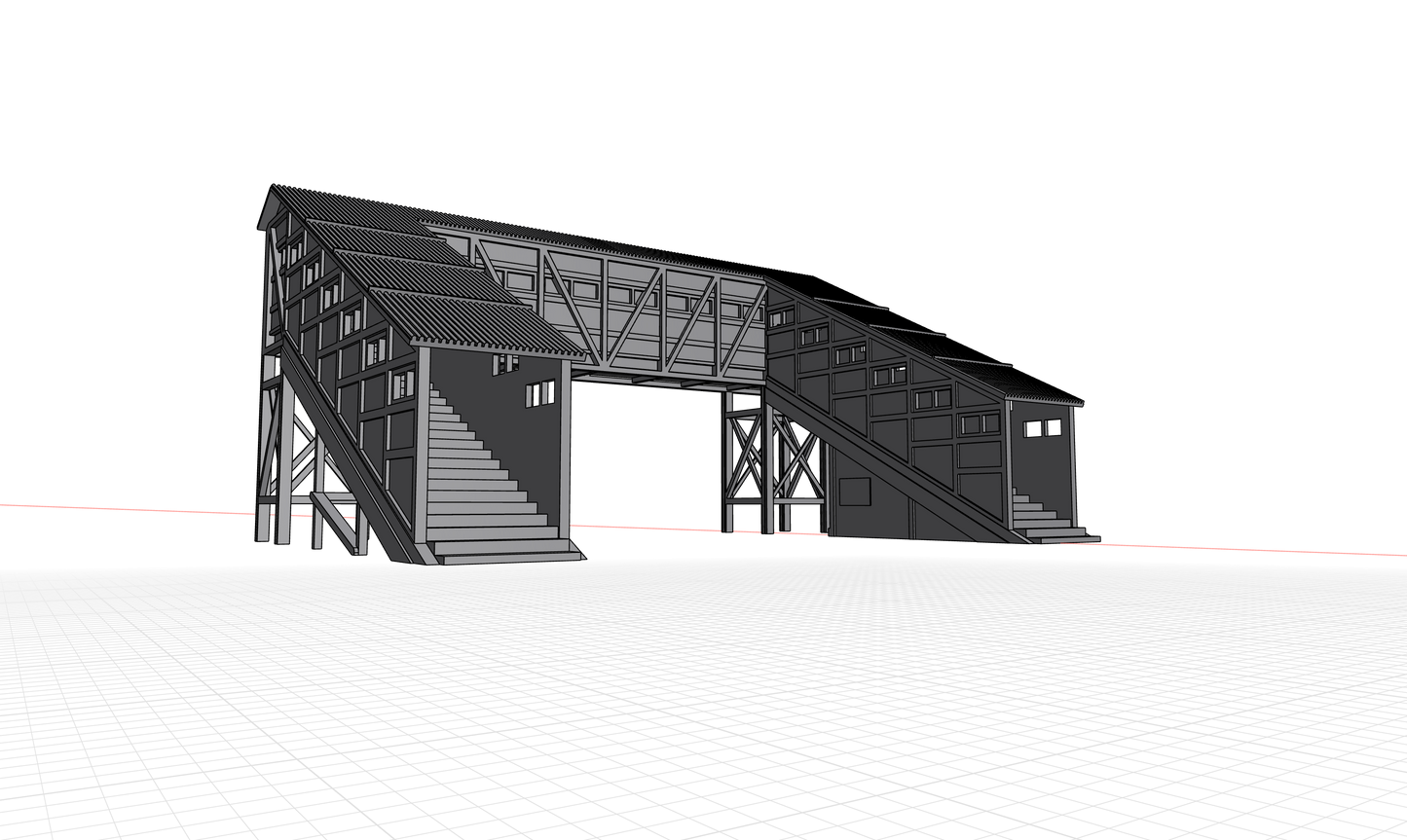Japanese Railway Footbridge